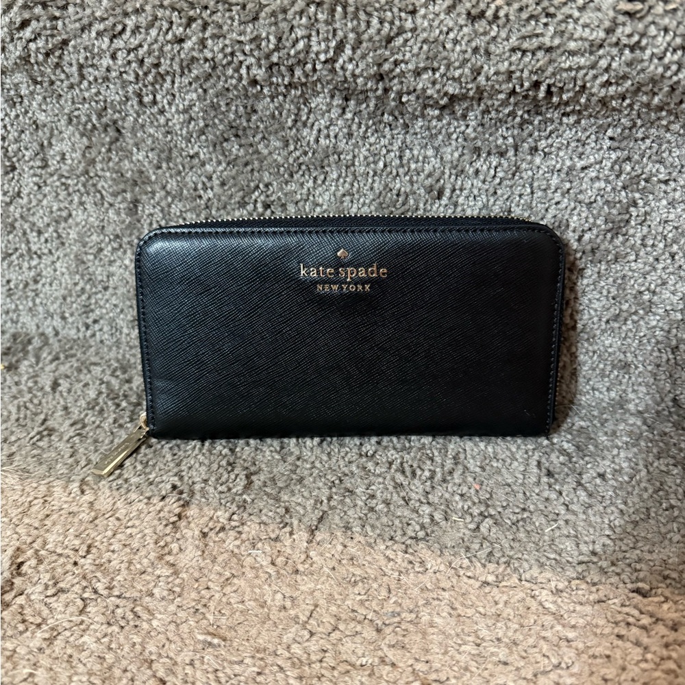 Kate Spade Black Wallet with Gold Accents